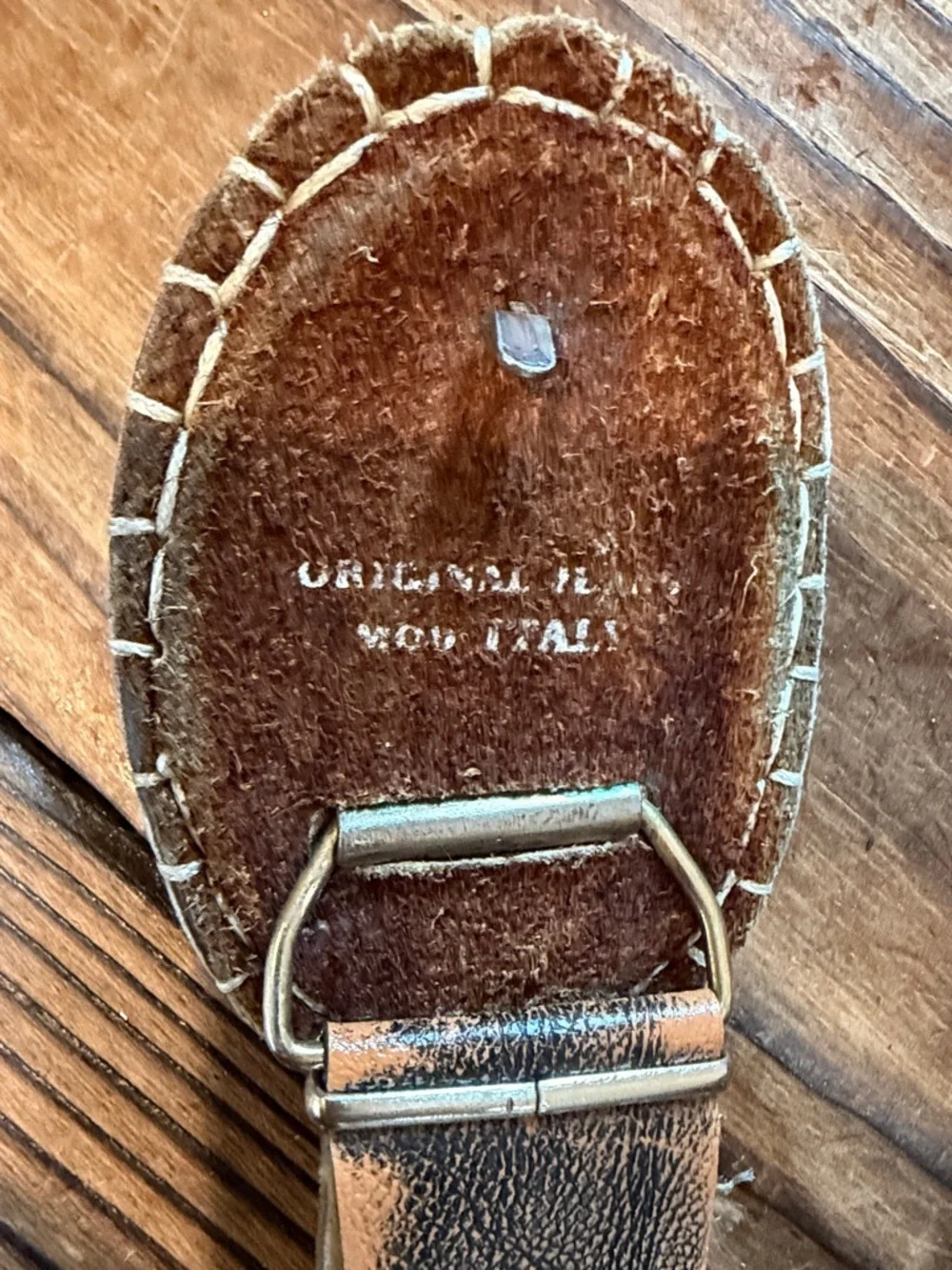 Vintage Diesel Tan Brown Leather Logo Distressed Style Belt Made in Italy